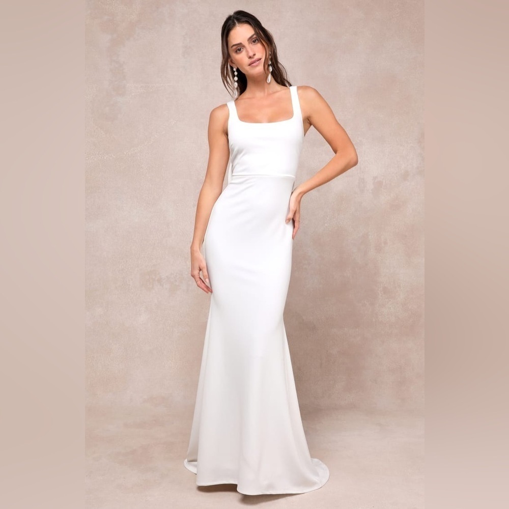 NWT Lulus Loving Fate White Bow Square Neck Backless
Maxi Dress, Size Small - Picture 2 of 16